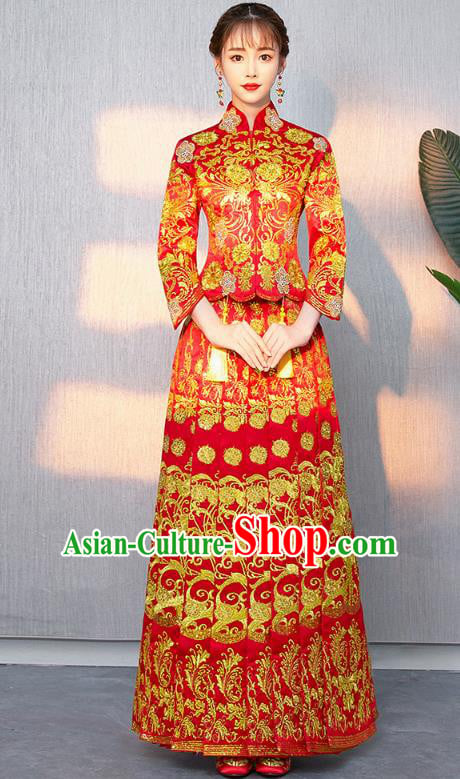 Traditional Chinese Wedding Costumes Traditional Xiuhe Suits Ancient Chinese bridal Full Dress Traditional Chinese Wedding Costumes Traditional Xiuhe Suits Ancient Chinese bridal Full Dress