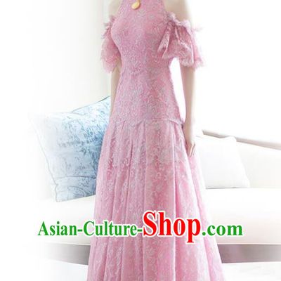 Traditional Chinese Embroidered Wedding Costumes Pink Full Dress Ancient Bottom Drawer for Bride