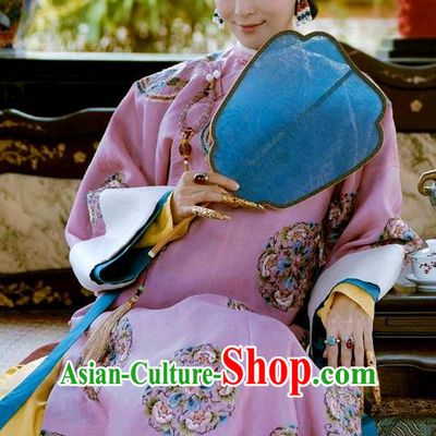 Chinese Ancient Drama Story of Yanxi Palace Manchu Lady Costume Qing Dynasty Imperial Consort Embroidered Clothing for Women