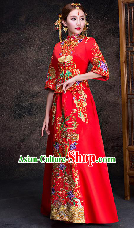 Traditional Chinese Wedding Costumes Traditional Xiuhe Suits Ancient Chinese bridal Full Dress Traditional Chinese Wedding Costumes Traditional Xiuhe Suits Ancient Chinese bridal Full Dress