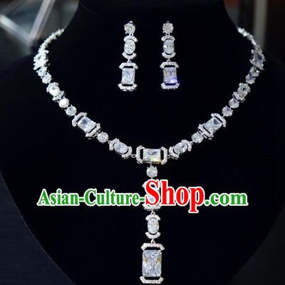 Top Grade Wedding Jewelry Accessories Bride Zircon Necklace and Earrings for Women