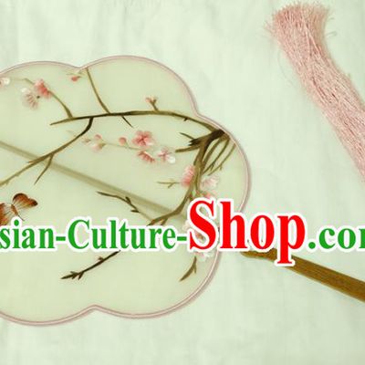 Chinese Traditional Ancient Palace Fan Embroidered Plum Blossom Fans for Women