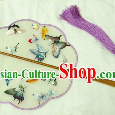 Chinese Traditional Ancient Palace Fan Embroidered Butterfly Fans for Women