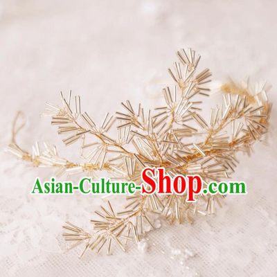 Top Grade Wedding Hair Accessories Bride Golden Beads Hair Clasp for Women
