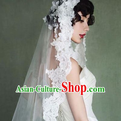 Top Grade Bride Hair Accessories Lace Wedding Veil Headwear for Women