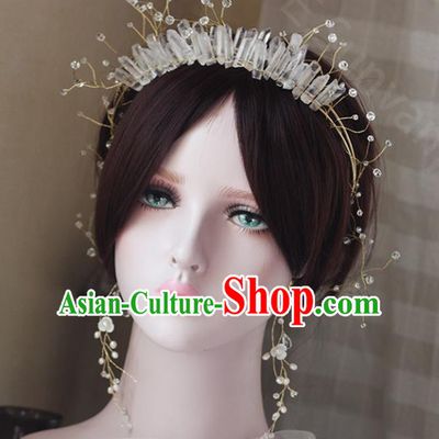Top Grade Wedding Hair Accessories Bride Crystal Royal Crown and Earrings for Women