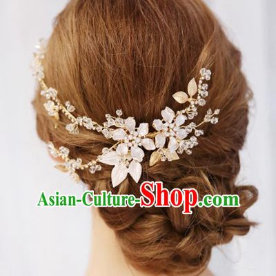 Top Grade Wedding Hair Accessories Bride Golden Crystal Hair Comb for Women