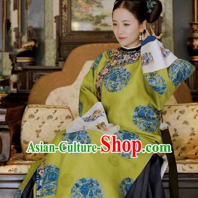 Chinese Ancient Drama Costumes Story of Yanxi Palace Qing Dynasty Manchu Imperial Consort Embroidered Clothing for Women