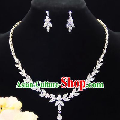 Top Grade Wedding Jewelry Accessories Bride Crystal Necklace and Earrings for Women