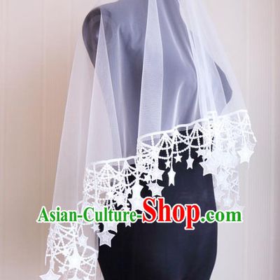 Top Grade Bride Hair Accessories Stars Tassel Wedding Veil Headwear for Women