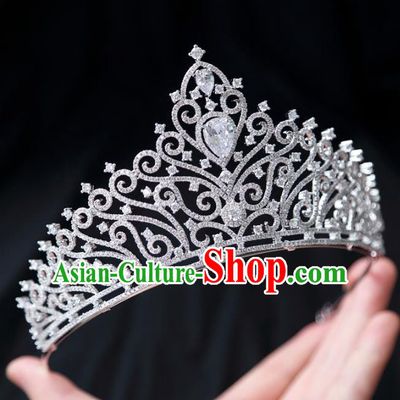 Top Grade Wedding Bride Hair Accessories Baroque Princess Zircon Royal Crown for Women