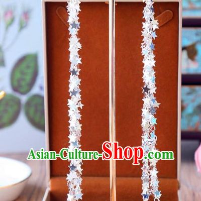 Top Grade Wedding Bride Ear Accessories Princess Long Tassel Stars Earrings for Women