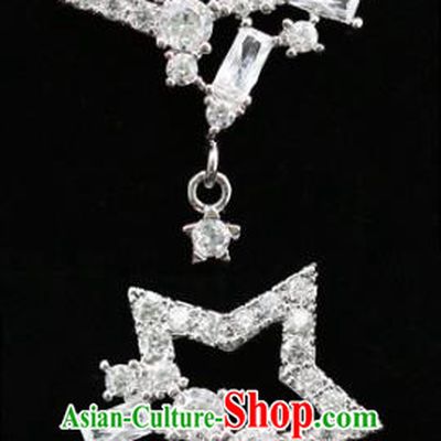 Top Grade Wedding Bride Ear Accessories Princess Crystal Stars Earrings for Women