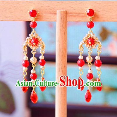 Top Grade Wedding Bride Jewelry Accessories Princess Red Crystal Earrings for Women