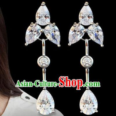Top Grade Wedding Bride Jewelry Accessories Princess Crystal Earrings for Women