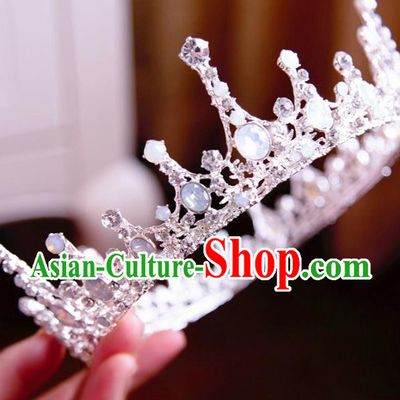 Top Grade Wedding Bride Hair Accessories Princess Hair Clasp Opal Royal Crown for Women