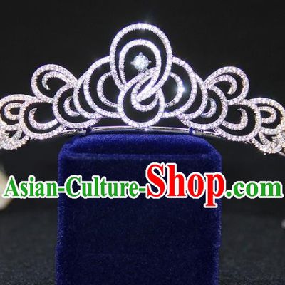 Top Grade Baroque Queen Zircon Royal Crown Wedding Bride Hair Accessories for Women