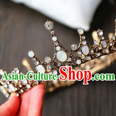 Top Grade Wedding Bride Hair Accessories Baroque Queen Black Royal Crown for Women