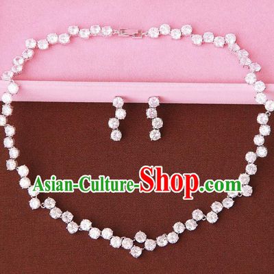 Top Grade Wedding Bride Jewelry Accessories Bride Zircon Necklace and Earrings for Women