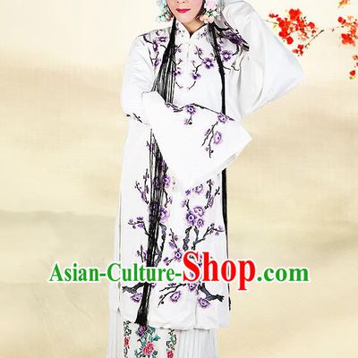 Professional Chinese Beijing Opera Costumes Ancient Huangmei Opera Actress Embroidered White Clothing for Adults