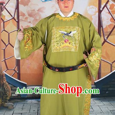 Professional Chinese Beijing Opera Costumes Peking Opera Green Gwanbok Robe and Hat for Adults