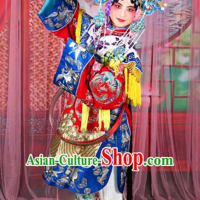 Professional Chinese Beijing Opera Imperial Consort Red Costumes and Phoenix Coronet for Adults