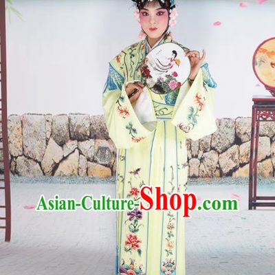 Professional Chinese Beijing Opera Diva Embroidered Costumes Palace Princess Yellow Dress for Adults