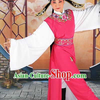 Professional Chinese Peking Opera Niche Costume Huangmei Opera Jia Baoyu Rosy Robe and Hat for Adults