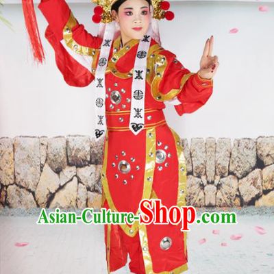 Professional Chinese Peking Opera Swordplay Costume Huangmei Opera Hua Mulan Robe and Hat for Adults