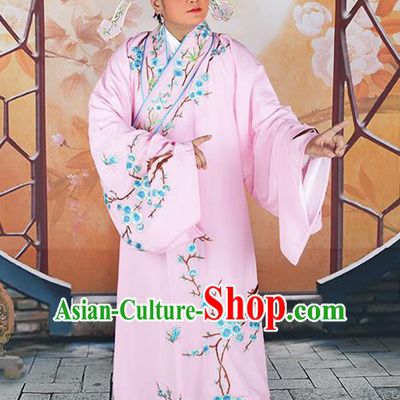 Professional Chinese Peking Opera Niche Costume Traditional Peking Opera Plum Blossom Pink Robe and Hat for Adults