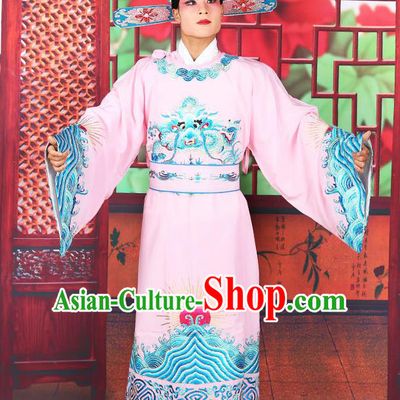 Professional Chinese Peking Opera Costume Traditional Peking Opera Minister Pink Robe for Adults