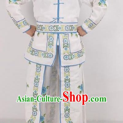 Chinese Peking Opera Female Warrior Costume Ancient Swordswoman Embroidered White Clothing for Adults