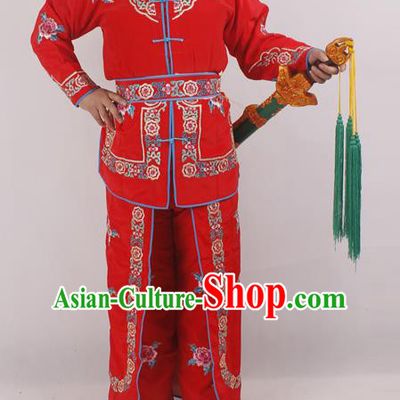 Chinese Peking Opera Female Warrior Red Costume Ancient Swordswoman Embroidered Clothing for Adults