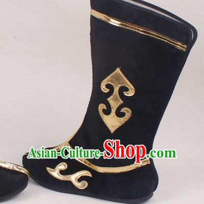 Chinese Traditional Beijing Opera Black Boots Peking Opera Shoes for Men