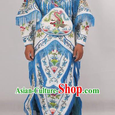 Chinese Peking Opera Blues White Costume Ancient Female Warriors Embroidered Clothing for Adults