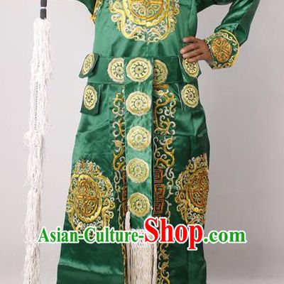 Professional Chinese Peking Opera Takefu Embroidered Green Costume for Adults