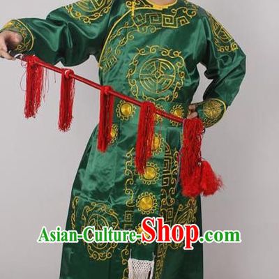 Professional Chinese Peking Opera Takefu Green Embroidered Costume for Adults