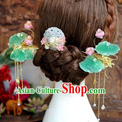 Chinese Handmade Ancient Wedding Hair Accessories Lotus Hairpins Complete Set for Women