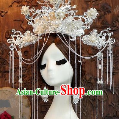 Chinese Handmade Ancient Wedding Hair Accessories Phoenix Coronet Hairpins Complete Set for Women