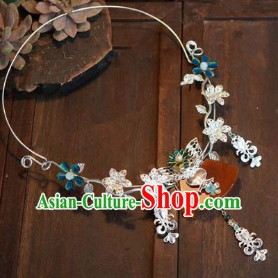 Chinese Handmade Flowers Necklace Ancient Bride Hanfu Necklet Jewelry Accessories for Women