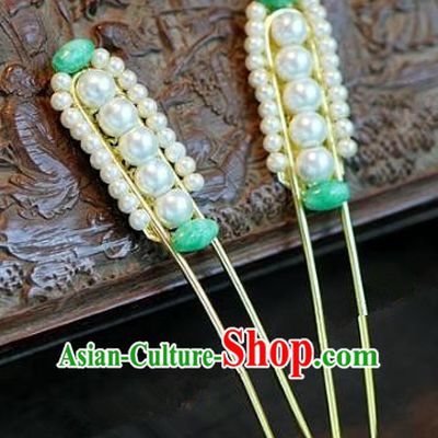 Chinese Handmade Ancient Hair Accessories Ancient Hanfu Pearls Hairpins for Women