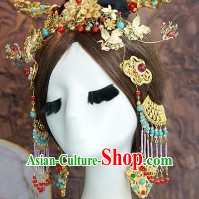 Chinese Traditional Ancient Palace Lady Hairpins Queen Headdress Complete Set for Women