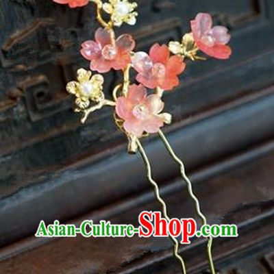 Chinese Handmade Hair Accessories Ancient Princess Red Plum Blossom Hairpins for Women