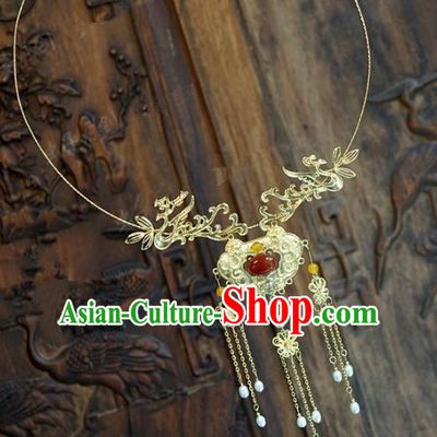 Chinese Handmade Jewelry Accessories Ancient Palace Lady Hanfu Tassel Agate Necklace for Women