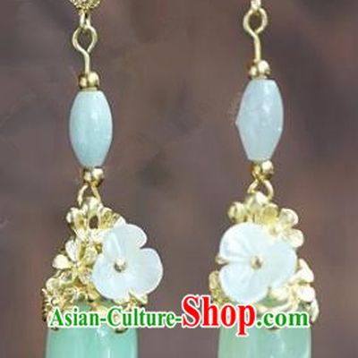 Chinese Handmade Jewelry Accessories Ancient Bride Hanfu Jade Earrings for Women