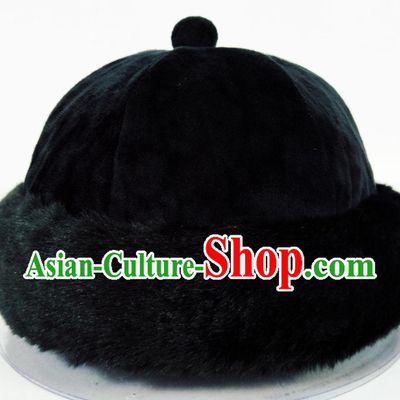 Top Natural Fur Chinese Traditional Handmade Qing Dynasty Emperor Manchu Hat for Men