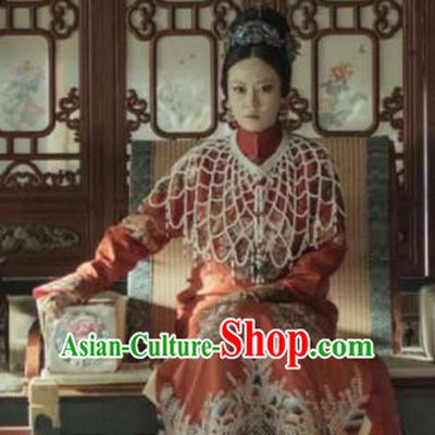 Drama Story of Yanxi Palace Chinese Ancient Qing Dynasty Imperial Consort Gao Embroidered Costumes and Headpiece for Women