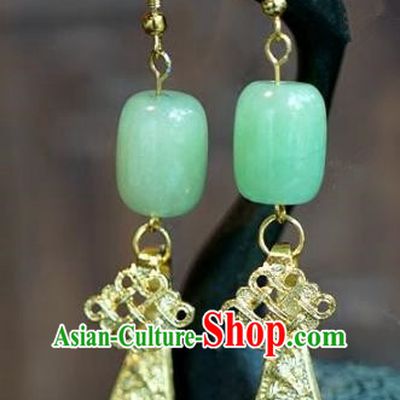 Chinese Handmade Jade Earrings Ancient Bride Eardrop Jewelry Accessories for Women