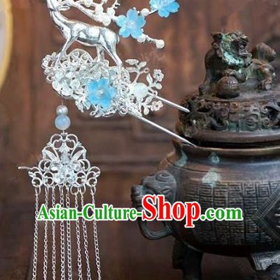 Chinese Handmade Ancient Hair Accessories Ancient Hanfu Tassel Step Shake Deer Hairpins for Women