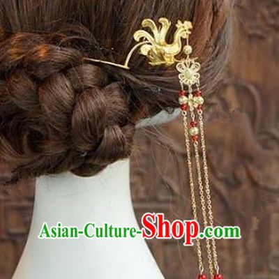 Chinese Handmade Ancient Hair Accessories Ancient Hanfu Phoenix Tassel Hairpins for Women